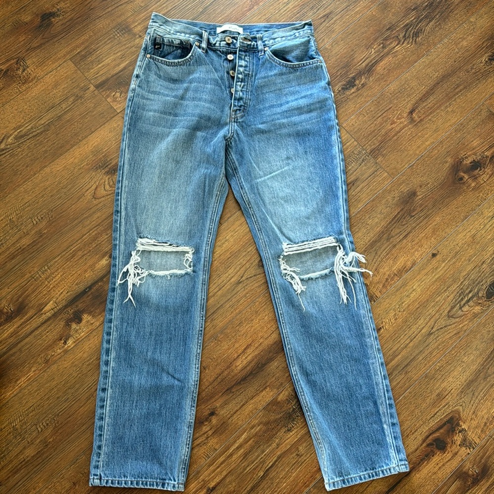 Kancan straight jeans, size 28, destroyed